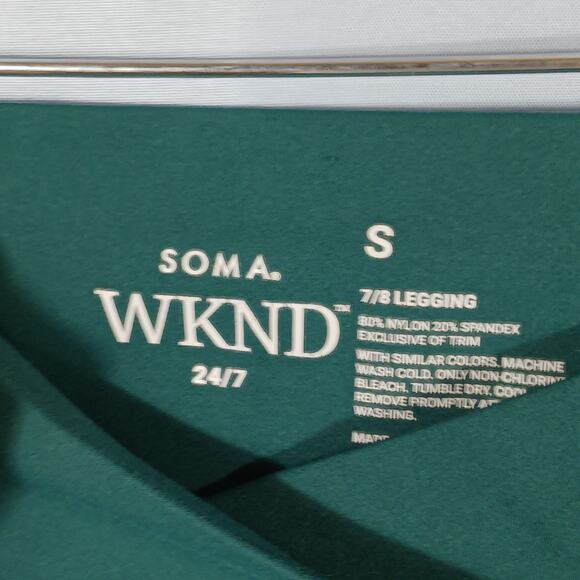 SOMA WKND 24/7 Leggings Small 7/8 Leggings Crossover Waistband Green - Picture 2 of 7